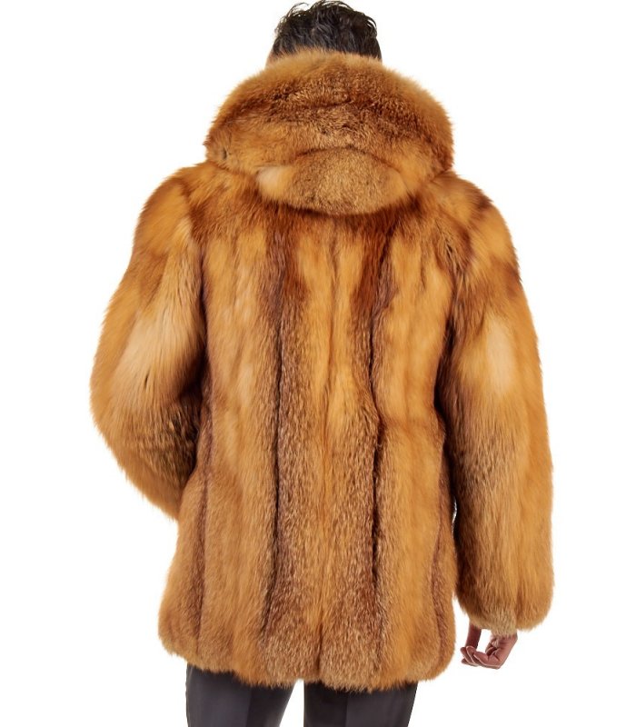 70cm Winter Full Pelt Mens Real Red Fox Fur Coat Genuine Fur Jacket Warm  Outwear
