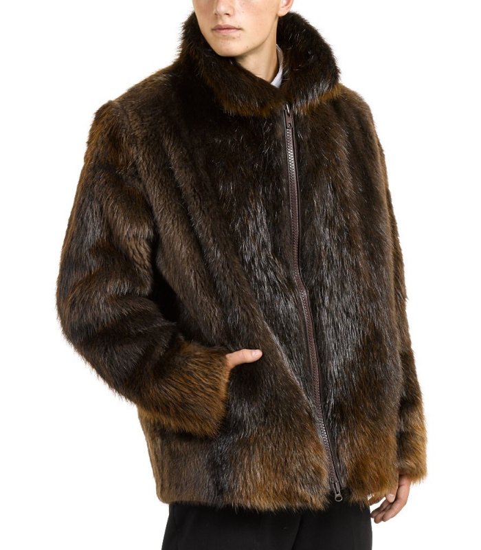 Mid Length Beaver Fur Coat for Men: FurSource.com