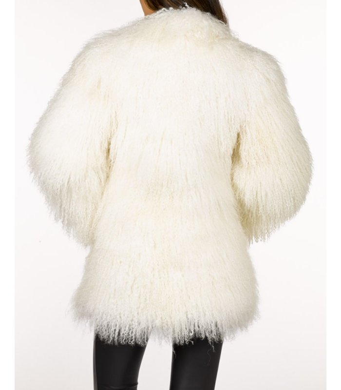 White Mongolian Fur Coat: FurSource.com