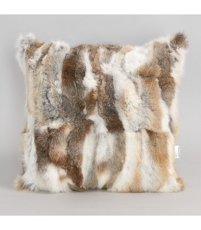 Double Sided Rabbit Fur Cushion Cover  Pillow Case Real Fur Pillow Brown