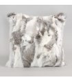 Natural Grey Pieced Rabbit Fur Pillow
