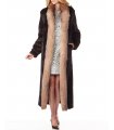 Mahogany Mink Fur Full Length Coat with Crystal Fox Fur