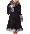 Sheared Black Mink Coat with Silver Fox Trim
