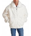 White Rabbit Fur Hooded Bomber Jacket for Men