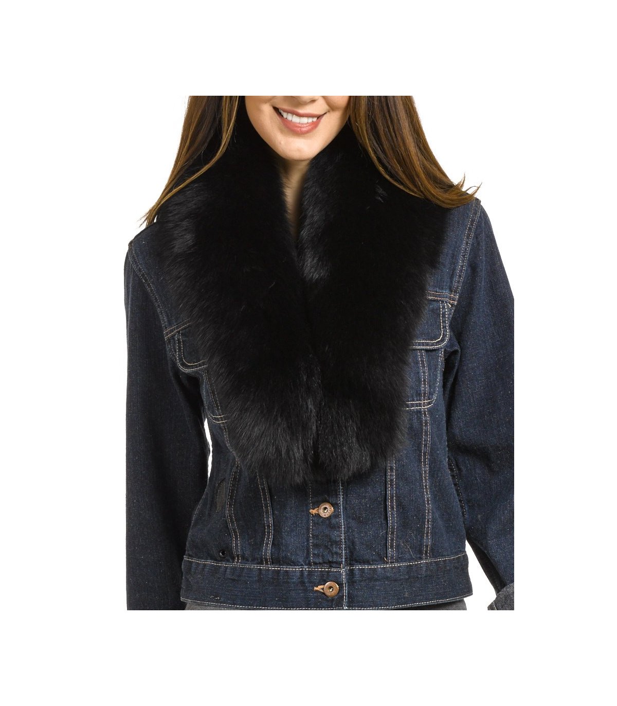 Fur Collar / Scarf - Black Fox Fur: FurSource.com