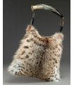 Fur Handbag / Purse with Horn - Lynx Fur
