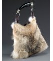 Fur Handbag / Purse with Horn - Coyote Fur
