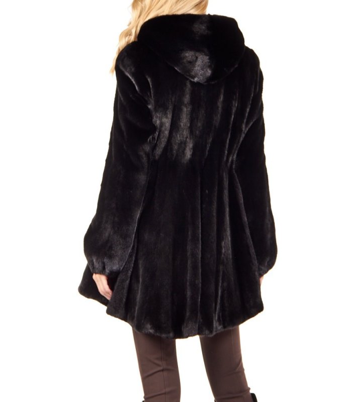 BLACKGLAMA Mink Fur Swing Coat: FurSource.com