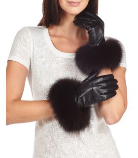 Welch Quality Soft Black Leather Fur Cuff Gloves #Fur Free 