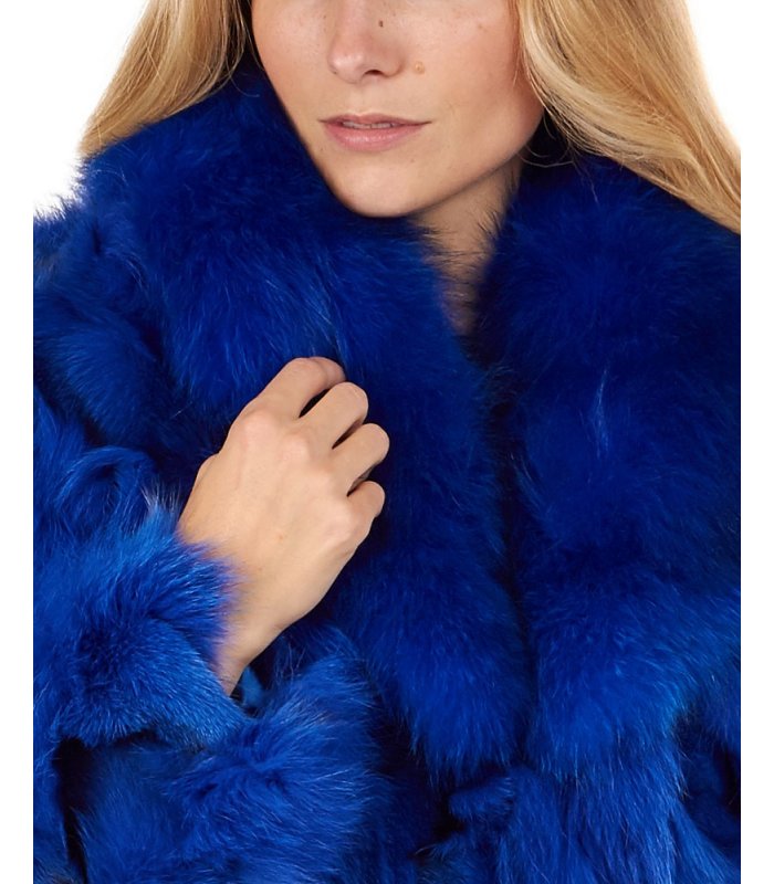 Fox Fur Jacket in Royal Blue