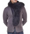 Knit Finn Raccoon Fur Scarf For Men in Black