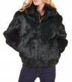 Evergreen Rabbit Fur Bomber Jacket with Hood