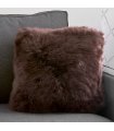 Double Sided Longwool Sheep Fur Pillow in Brown