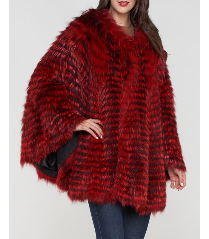 Fox Fur Cape in Cherry Red: FurSource.com