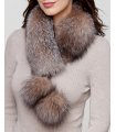 Crystal Fox Fur Collar with Pom Poms