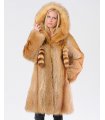 Gold Raccoon Fur Coat with Hood