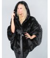 Hooded Black Mink Fur Cape