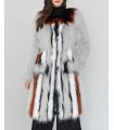 Knitted Raccoon Fur Long Jacket for Ladies