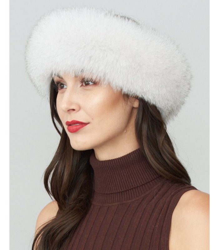 Original Designer/'s Ladies Fur headband headwrap in red and arctic white fox