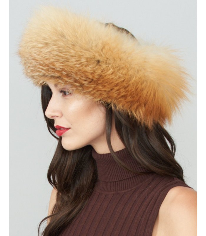 Red Fox Real Fur Headband Head Wrap Accessoires Hoeden & petten Wintermutsen Bontmutsen 