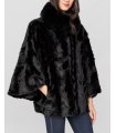 Pieced Black Mink Fur Cape with Fox Fur Collar