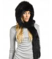 Black Knitted Hood Scarf - Fox Fur