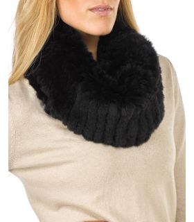 Rex Rabbit Fur Knitted Infinity Scarf and Hood- White - A.J. Ugent Furs %