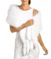 White Knitted Scarf Shawl - Fox Fur