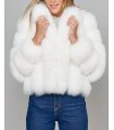 Diva White Fox Fur Jacket with Vertical Panels