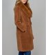 Shearling Sheepskin Coat with Fox Collar in Brown