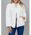 Giovanna Knit Rex Rabbit Fur Jacket in White