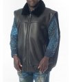 Napa Leather Vest with Shearling Collar