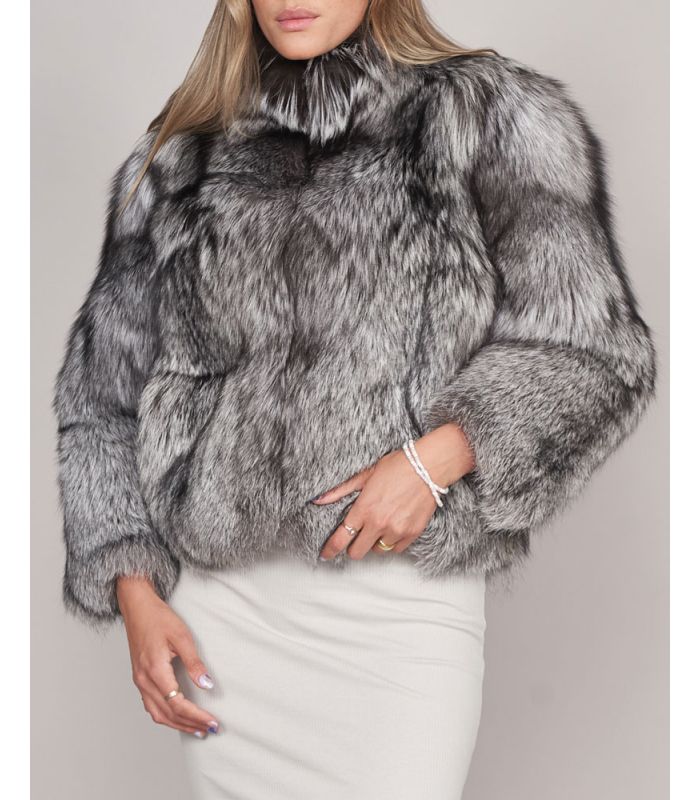 Full Pelt Silver Fox Fur Jacket: 