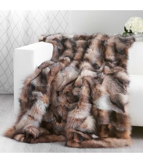 Mongolian Lamb Fur Blanket / Fur Throw in Black: 