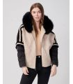 Shearling Puffer Jacket with Fox Fur