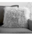 Grey Mongolian Lamb Fur Pillow / Cushion
