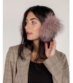 Fox Fur Earmuffs in Pink Indigo