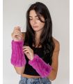 Pink Rex Rabbit Knitted Fingerless Gloves