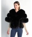 Black Fox Fur Coat with Short Sleeves