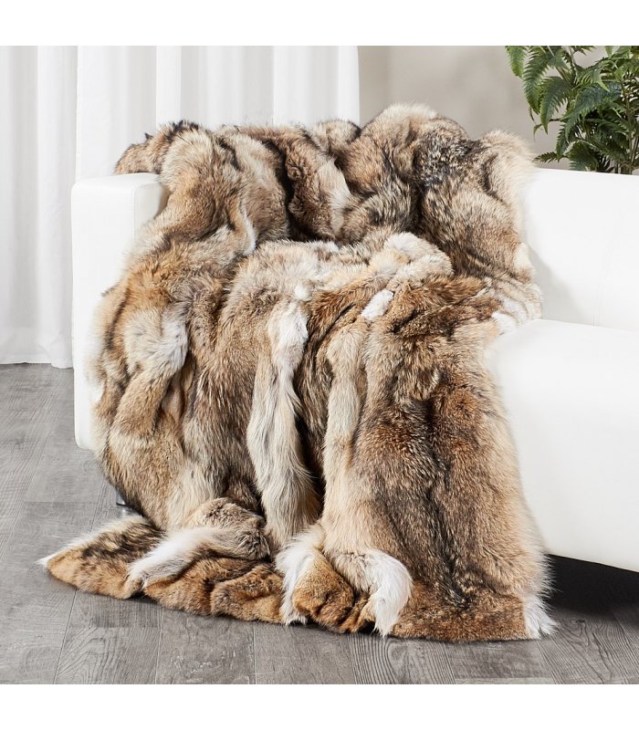 Custom Full Pelt Coyote Fur Blanket / Fur Throw