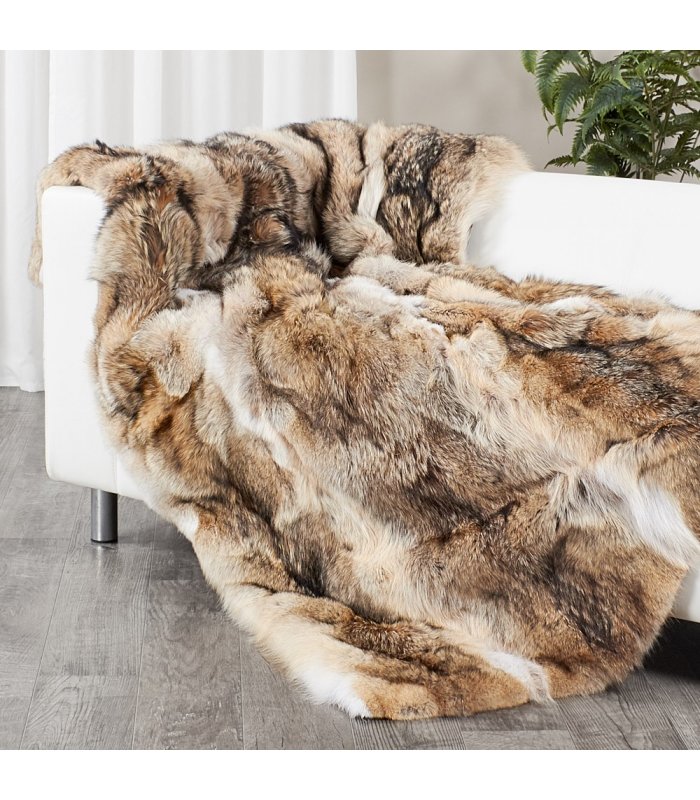 Custom Full Pelt Coyote Fur Blanket / Fur Throw: 