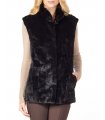 Black Scalloped Reversible Taffeta Mink Fur Vest