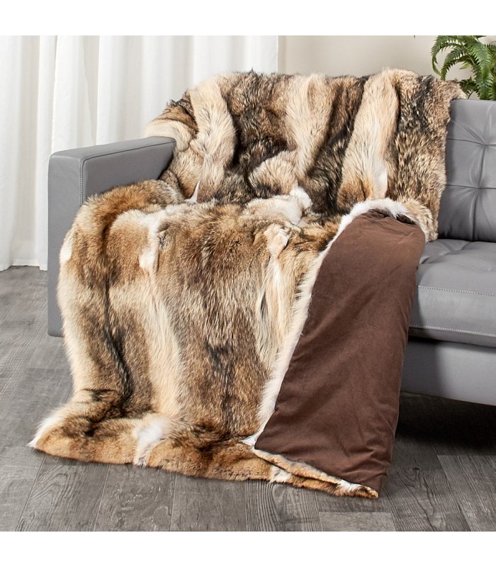 Pelt Coyote Fur Blanket Throw, How To Make A Coyote Rug