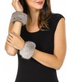 Silver Bell Plush Rabbit Fur Snap Wristlets