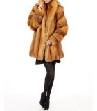 Women's Red Fox Fur Stroller Coat: FurSource.com