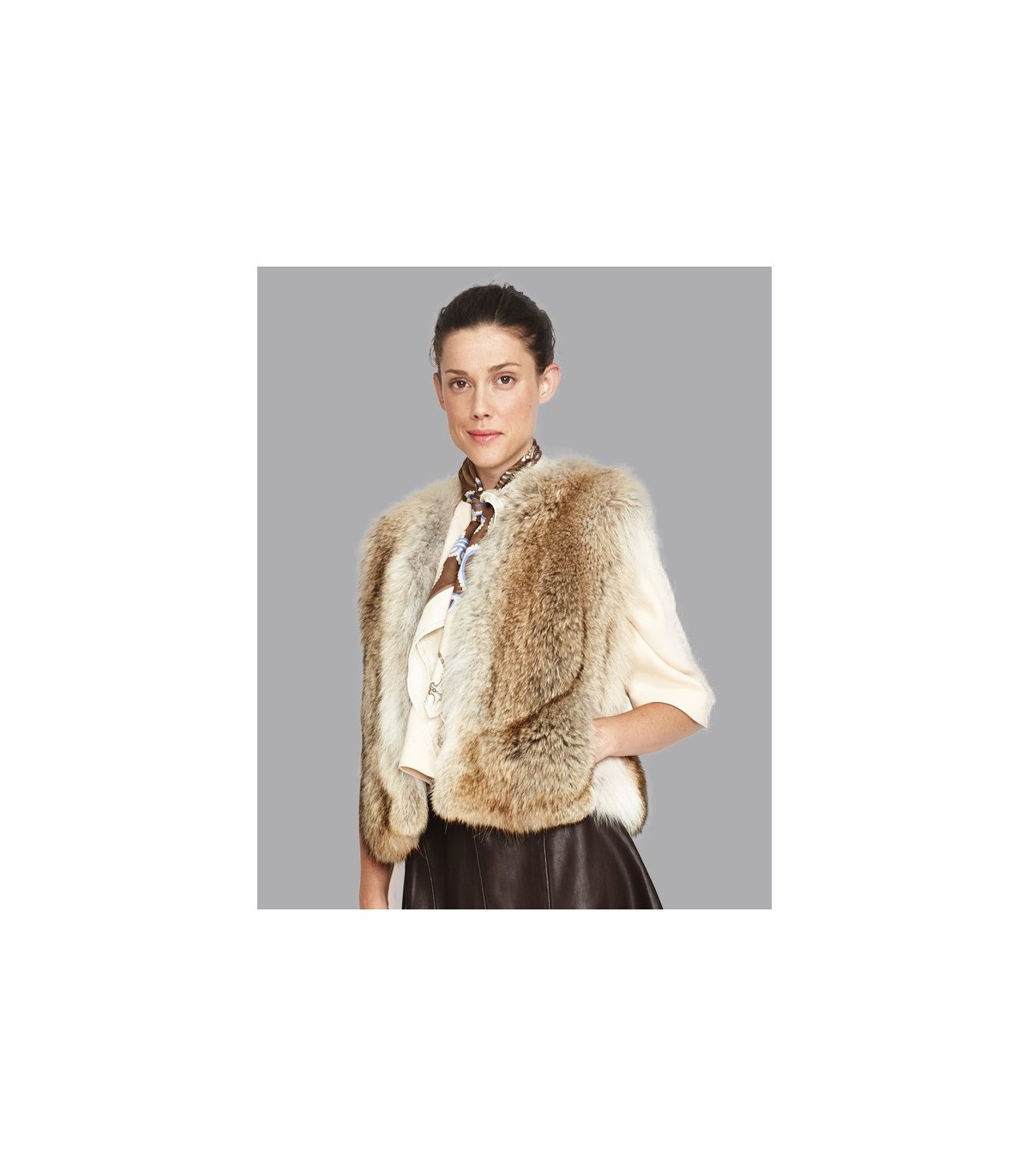Natural Coyote Fur Cropped Vest: FurSource.com